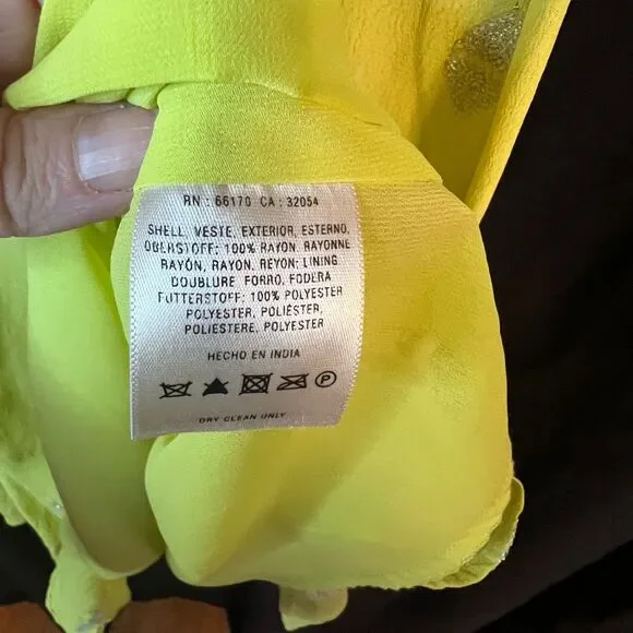 LEIFNOTES Anthropologie Ponderosa Boho Dress Sequins Yellow Tank Sleeveless‎ 12 - Picture 6 of 10